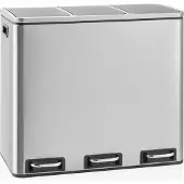 Hjh OFFICE Afvalverzamelaar / afvalscheidingssysteem Clean 9 - 54L (3x18L) roestvrij staal zilver