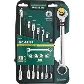 Sata Spanner, Klucze Płasko-Oczkowe 8szt.Z Podwójną Grzechotką (19 mm, 8 mm, 10 mm, 14 mm, 18 mm, 11 mm, 12 mm, 17 mm, 15 mm, 13 mm, 9 mm, 16 mm)