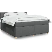 vidaXL Boxspring met matras stof donkergrijs 200x200 cm