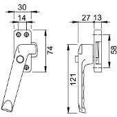 Hoppe Blokkeerraamboom M/nok F2 Draairichting 2-3 013hnd/446-4