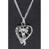 MOOYE ® - Collectie Zilveren Engel in hart ketting hanger
