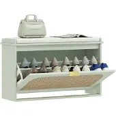 HOMCOM Schoenenbank - Samengesteld hout - 80x26x47,5cm - Groen