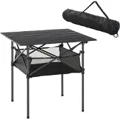 Outsunny Sunny Eettafel draagbare zwarte waterdichte zware cafe restaurant einde kant accent koffie dek achtertuin voortuin meubelen Outdoor Garden Beach