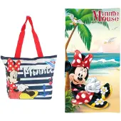 Minnie mouse strandset; strandlaken en strandtas