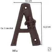 Esschert Design Huisletter A 11,8 X 8 Cm Gietijzer Donkerbruin