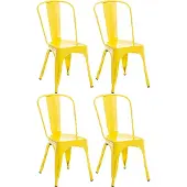 CLP Set van 4 stapelbare stoelen "Benedikt", stapelbaar, met rugleuning, metalen frame, belastbaar tot 200 kg, kleur: geel