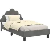 vidaXL Kinderen bedframe met hoofdboard Donkergrijs 80 x 160 cm