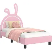 vidaXL Kinderen bedframe met hoofdboard Roze 80 x 160 cm PU