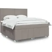 vidaXL Boxspring met matras stof taupe 180x200 cm