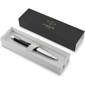Parker Urban Twist-balpen | Muted Black met chromen rand | Medium punt met blauwe-inktvulling | Geschenkdoos