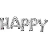 Delights Direct "Happy " Zilver Folie Ballon 76 x 25 cm