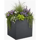 Eda Bloempot / plantenpot Volcania - kunststof - antraciet - 40 cm - dubbelwandig - binnen / buiten