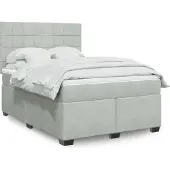 vidaXL Boxspring met matras fluweel lichtgrijs 140x190 cm