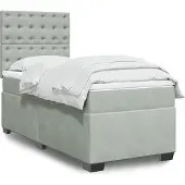 vidaXL Boxspring met matras fluweel lichtgrijs 100x200 cm