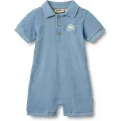Wheat badstof jumpsuit blauw Effen - maat 68 | Jumpsuit van