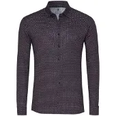 Desoto Casual Slim Fit Jersey overhemd bordeaux, Bedrukt