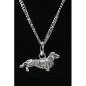 MOOYE ® - Collectie Zilveren Teckel langhaar ketting hanger - klein