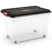 Kis Moover Box Xl Met Wielen Transparant Zwart 60l