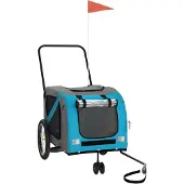 vidaXL Fietsaanhanger voor honden, blauw en grijs, gemaakt van Oxford-stof en metaal