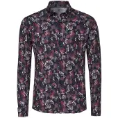 Desoto Casual Slim Fit Jersey overhemd bordeaux, Bloemen