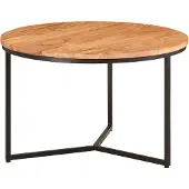 Wohnling salontafel 60x60x38 cm acacia massief hout / metalen design salontafel rond | Salontafel massief salontafel | Kleine tafel woonkamer