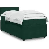 vidaXL Boxspring met matras fluweel donkergroen 100x200 cm