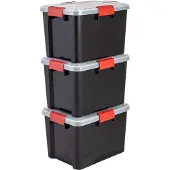 Iris Airtight Opbergbox - 20L - Kunststof - Zwart/Rood - Set van 3