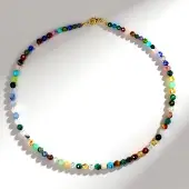 Cavill - 925 Sterling Zilveren Halsketting - 102 Ct Veelkleurige Amazoniet & Apatiet Edelsteen Kralen - 45 cm Vergulde Sluiting