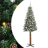 vidaXL Slanke Kerstboom Groen 180 cm PVC en massief dennenhout