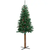 vidaXL Slanke Kerstboom Groen 150 cm PVC en massief dennenhout