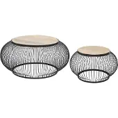 Atmosphera Créateur d'intérieur® set van 2 salontafels mangohout en metaal zwart