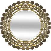 Atmosphera Spiegel Wanddecoratie flower gold - Dia 91 cm - Metaal goudkleurig - Wandspiegel