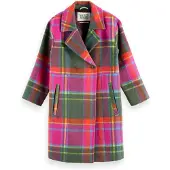 Scotch & Soda Girls Oversized Rainbow Wool Coat Rainbow Check Size: 8 | Jackets Outlet | Unisex |
