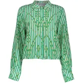 Geisha Blouse Ecru/green Maat: L | Longsleeves Outlet | Dames | Groen