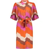 Geisha Dress Ecru/brown/cassis Maat: L | Blousejurken Outlet | Dames | Oranje