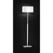 Perenz Standaardlamp van geborsteld chroommetaal met een witte stoffen kap, hoogte 160 cm, E27-fitting, modern design -