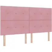 vidaXL LED Hoofdbord met LED-stripverlichting Roze 180 cm Fluweel
