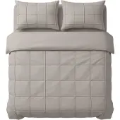 Sleeptime dekbedovertrek Check Pintuck - taupe - Microvezel - 200x220