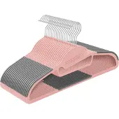 Songmics Kunststof kleerhanger, antislip, Roze + Donkergrijs / 20