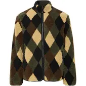 !Solid Fleece jas 'SDReagan Pile' camel / donkerbruin / donkergroen / zwart