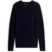 Tommy Hilfiger trui ronde hals donkerblauw lamswol