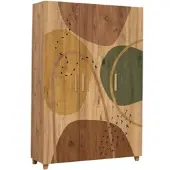 Dmora Nella - Kast 3 Deuren, 120x48 cm Eikenbruin, Kledingrek