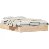 vidaXL Ottoman bedframe met opbergruimte Naturel 135 x 190 cm