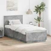 vidaXL Bedframe met hoofdeinde Betongrijs 70 x 190 cm Bewerkt hout