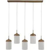Light & Living Hanglamp 5L 117x10x27 cm DANIA hout prnt naturel+touw crème