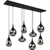 TRIO Glazen hanglamp Lumina, dimbaar, zwart, Woon-/ Eetkamer, Glas, hanglamp