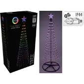Christmas Decoration Kerstboom - Vlaggenmast - RGB Licht - 210cm - 370 LED - incl. Frame - Kleurverandering