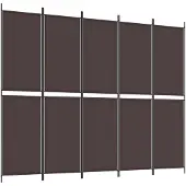 vidaXL Kamerscherm met 5 panelen 250x200 cm stof bruin