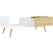 vidaXL Salontafel 100x49,5x43 cm bewerkt hout wit en sonoma eikenkleur