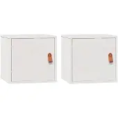 vidaXL Wandkasten 2 st 31,5x30x30 cm massief grenenhout wit